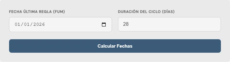 Captura de pantalla de la Calculadora de fecha probable de parto Avanzada interactiva