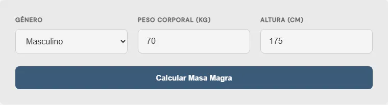 Captura de pantalla de la Calculadora de masa corporal magra Avanzada interactiva