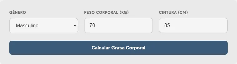 Captura de pantalla de la Calculadora de porcentaje de grasa corporal (Método YMCA) Avanzada interactiva