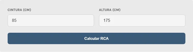 Captura de pantalla de la Calculadora de relación cintura-altura Avanzada interactiva
