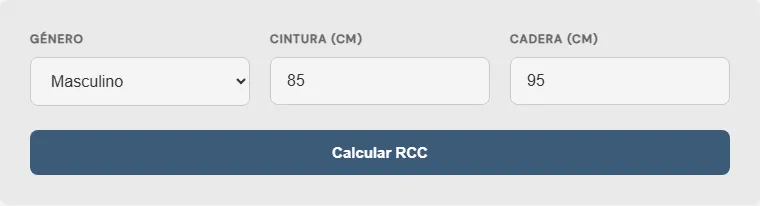 Captura de pantalla de la Calculadora de relación cintura-cadera Avanzada interactiva