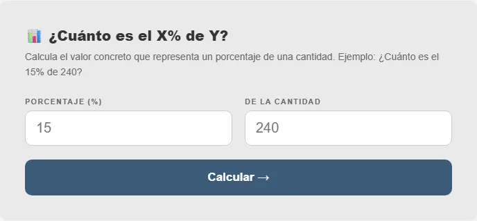 Captura de pantalla de la Calculadora de 4/60 a porcentaje interactiva