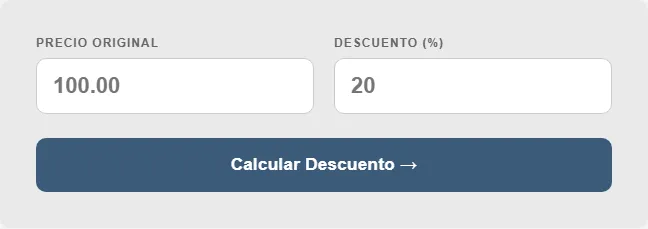 Captura de pantalla de la Calculadora de decremento del 91% interactiva
