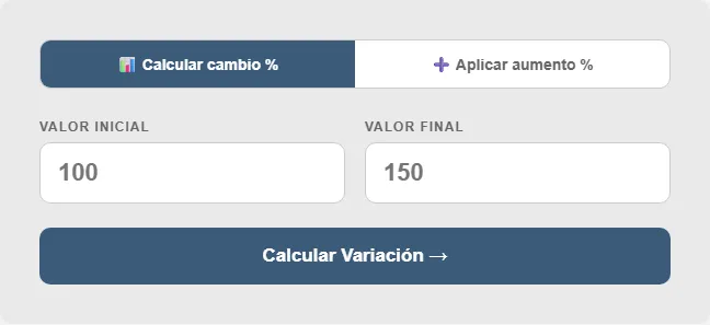 Captura de pantalla de la Calculadora de incremento del 99% interactiva
